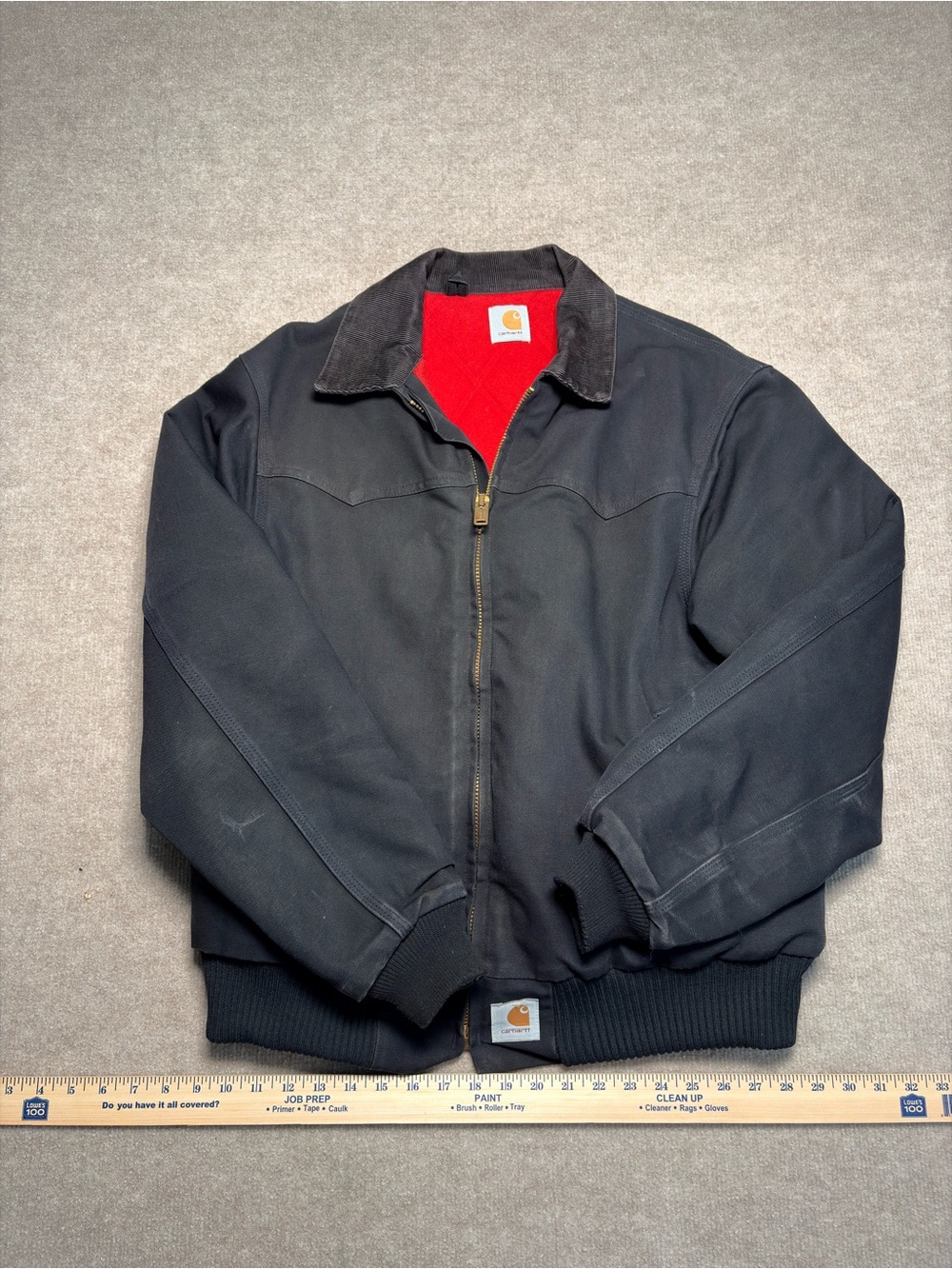 Carhartt Black Bomber Jacket with Red Interior